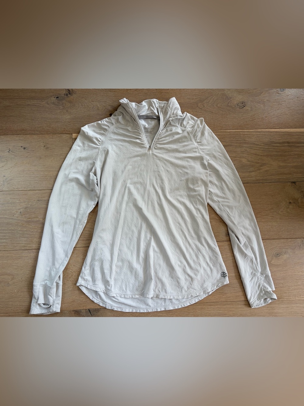 Coolibar Arabella quarter zip pullover white beach sun summer workout - medium